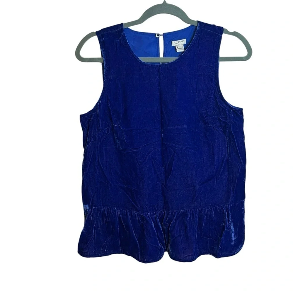 NWT J.Crew Royal Blue Velour Peplum Blouse